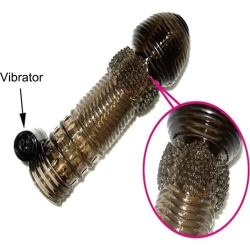 Vibrator Reusable Penis Condom Long Sleeve Crystal Dildos Vibrating Penis Sleeves Dropshipping