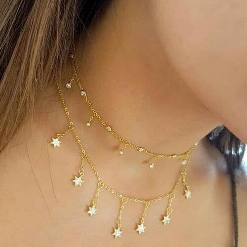 Tassel star charm necklace chain 33+7cm sea star summer beach elegant lady women 925 sterling silver necklaces jewelry 2020 new