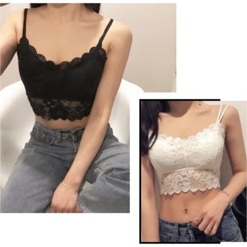 New Lace Strap Wrapped Chest Shirt Top New Underwear Bralett Ladies Camisole Black White Women Summer Plus Size Crop Top