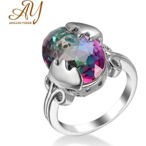 Anillos Yuzuk New S925 Sterling Silver Women Rings Manufacturers Handmade Mystic Rainbow CZ Ring Vintage Party Jewelry Lady Ring