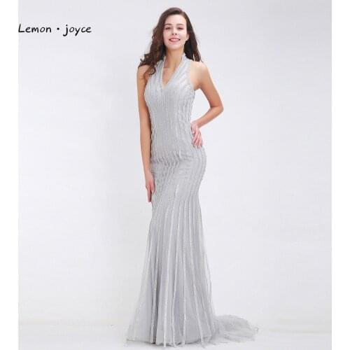 Sexy Evening Party Dress for Woman Beading Maxi Dress Formal Prom Party Gowns 2019 Plus Size Robe De Soiree