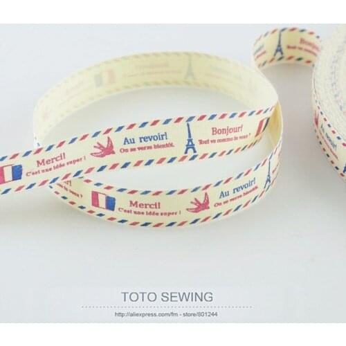 1.5CM width new arrivals mini.order is $5(mix order) Zakka cotton ribbons TOTO sewing accessory free shipping Eiffel tower label