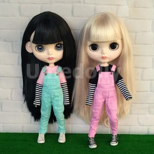 1PCS Barbi Doll Clothing T-shirts Overalls for Blyth, Azone S, Licca, OB24, Obitsu 27 Doll Clothes Bib Pants Accessories