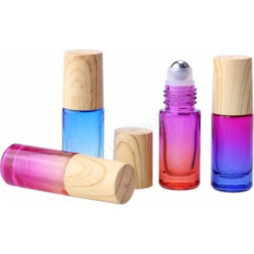 12pcs 5ml 10ml Gradient Color Roll On Glass Bottle Essential Oil Vials