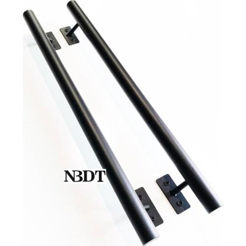 2Pcs 25CM 35CM 45CM Face Mounted Matte Black Barn Wooden Door Pull Bar With Lean Feet