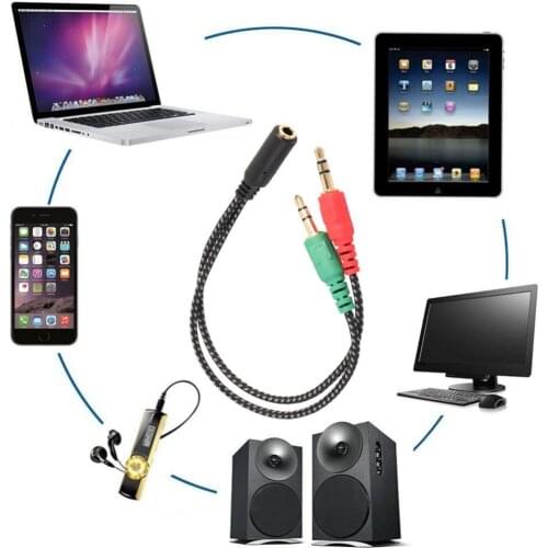 Bluelans 3.5mm 2 Male Plug to 1 Female Jack Audio Mic Headset Splitter Adapter Cable