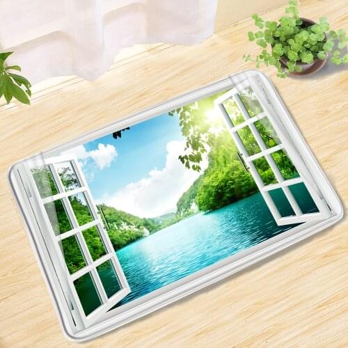 White Window Mountain Water The Scenery Bath Mats Natural Landscape Door Mat Floor Mat Bathroom Rug Carpet Bathroom Products