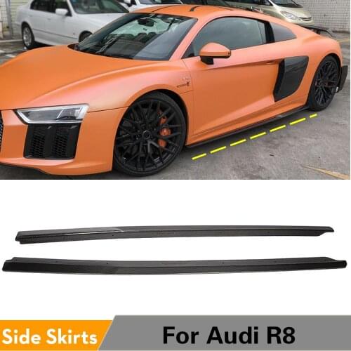 Carbon Side Skirts For Audi R8 2016 2017 2018 Car Side Skirts Extension Lips High Quality Car Body Kits Carbon Fiber / FRP Black