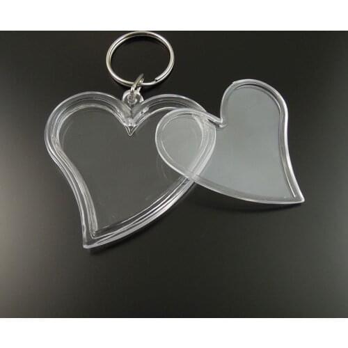 Wholesale 8pcs/pack Graceangie Key ring Key Chain Heart Shape Transparent Blank Plastic Insert Photo Picture Frame Jewelry 35659
