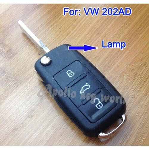 3 Buttons Flip Remote Key Shell Case For 202AD VW NEW POLO Sagitar GOLF Lavida Tiguan With New Small logo