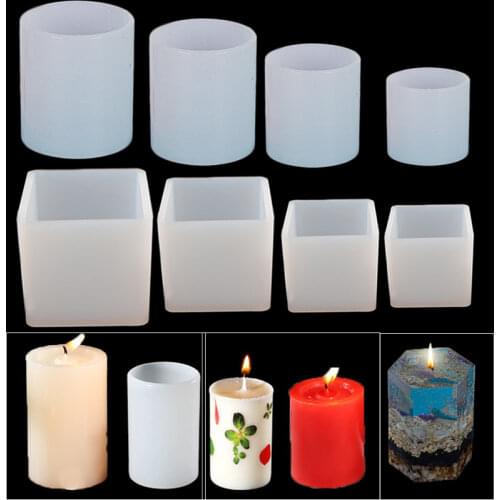 Cylinder Silicone Mold DIY Epoxy Resin Candle Mould Aromatherapy Candle Wax Molds Clay Plaster Craft Casting Mould Home Decor
