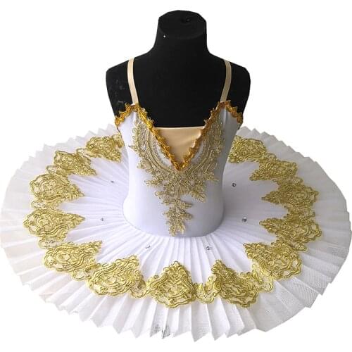 White Ballet Tutu Skirts Dress For Girls White Swan Lake Costumes Ballet Dress For Children Pancake Crystal Dancewear