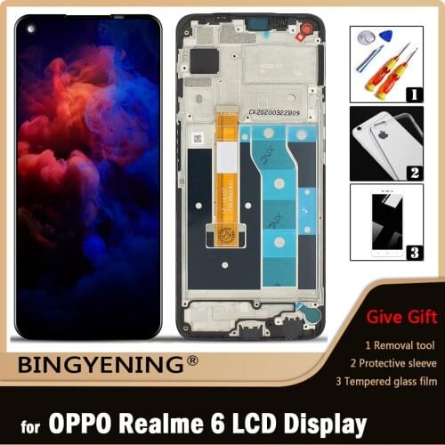 Original For OPPO Realme 6 RMX2001 LCD Display Screen Touch Digitizer Assembly For 6.5 inch OPPO Realme6 With Frame Replace