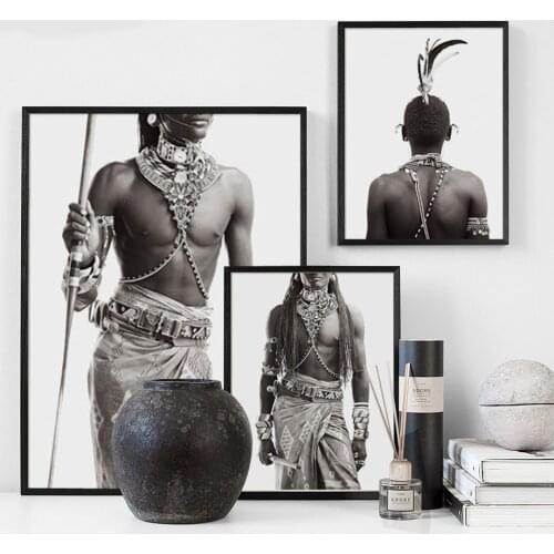 Indian Man Wall Art Canvas Painting Nordic Poster Art Prints Black And White Wall Pictures For Living Room Home Decor Unframed