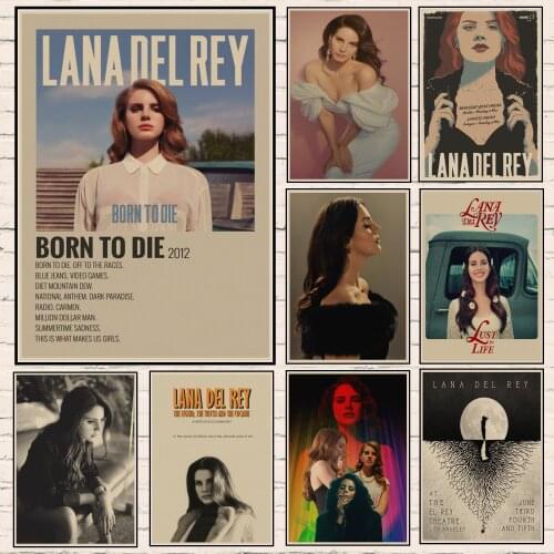 Singer Lana Del Rey Poster Retro Kraft Paper DIY Vintage Home Living Room Bar Cafe Decor Gift Art Picture Wall Sticker Paintings