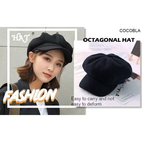 Octagonal Cap Women Autumn Retro Plain Color Paperboy Hat Stylish British Style Beret Artist Painter Woolen Winter Baseball Caps