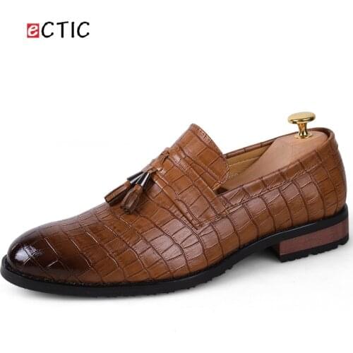 Ectic Big Size US 10 10.5 11 Crocodile Slip On Business Wedding Leather Oxford Dress Shoes Pointed Toe Footwear Calcado Hombre
