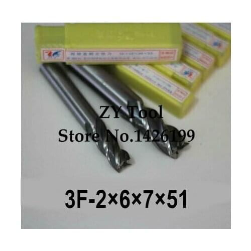 High Quality 10pcs End Mill 2.0mm Three 3 Flute HSS & Aluminium End Mill Cutter CNC Bit, Milling tools,2.0*6*7*51