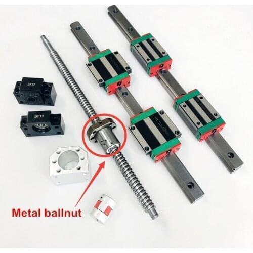 2PCS HGR15 Linear guide rail + 4pcs HGH15CA / HGW15CA Carriage + 1 set SFU1605 ballscrew for CNC