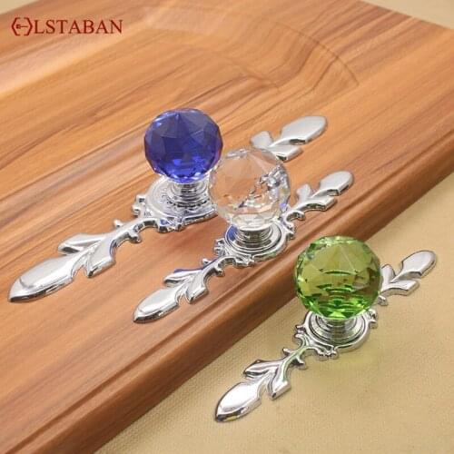 LSTABAN Modern Minimalist Zinc Alloy Crystal Knob Drawer Cupboard Shoe Wine Cabinet Furniture Door Single Hole Handle