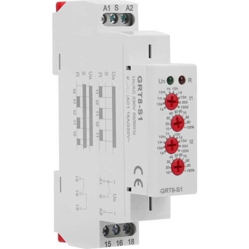 GRT8 TO S1 Mini Asymmetric Cycle Timer ON/OFF Repeat Cycle Time Relay AC 230V Electrical Access Electronic Relay