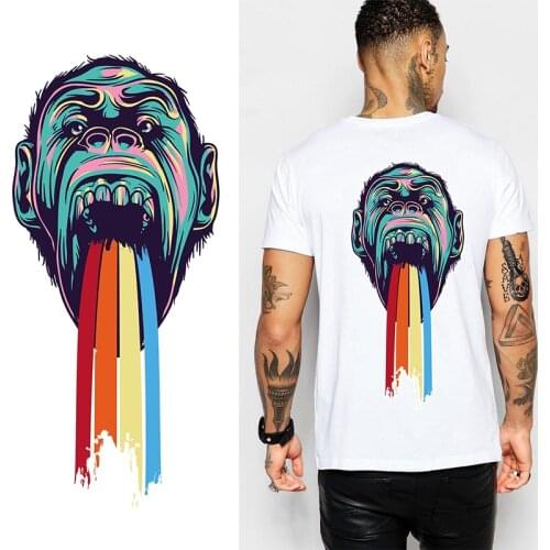 Fashion orangutan Iron On Transfer DIy Patches For Clothes Punk Pirate Applique PVC Thermal Badges