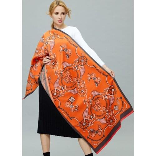 KOI LEAPING fashion European and American style ladies Cashmere scarf autumn and winter soft warm scarf carriage pattern shawl