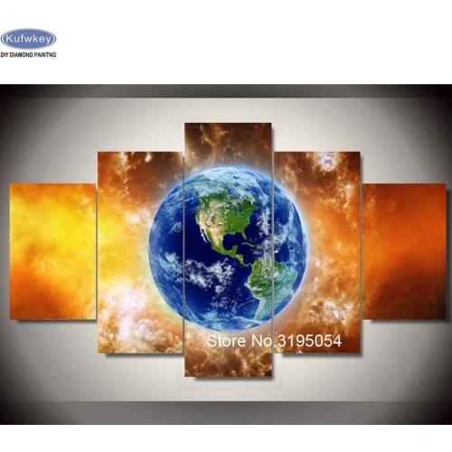 5 PCS Multi-picture Diamond Painting earth Art Gifts Room Decor Diamond Mosaic Embroidery Rhinestones Pattern wall art,fantasy