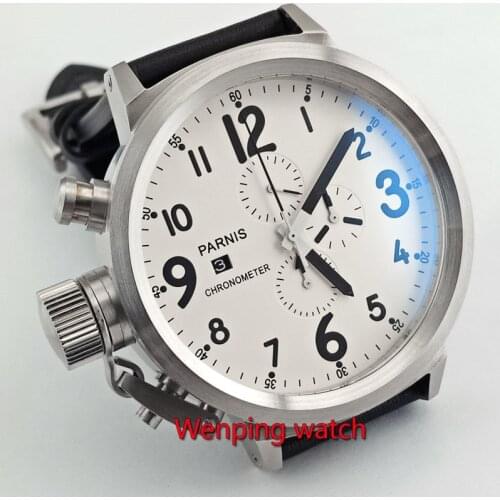 Left handed wrist watches 50mm Parnis Chronograph Watch 0S10 Quartz Wrist Watch W58