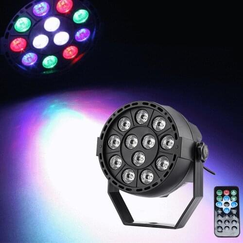 LED Flat Par Light 12*1W DJ Party Light RGBW Mixed LED Effect Disco Par Lights DMX Control for Party Event Wedding