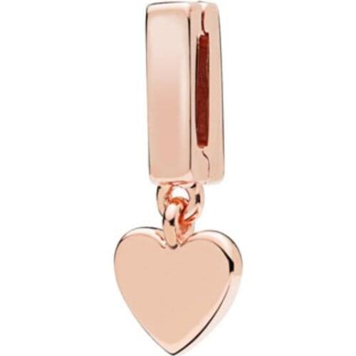Genuine 925 Sterling Silver Charm Rose Reflexions Floating Heart Clip Pendant Beads Fit Pan Bracelet & Bangle Diy Jewelry