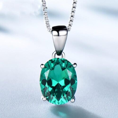 Supply S925 Sterling Silver Fashion Oval Cut Emerald Material Pendant Necklace Charm Wedding Gift Jewelry