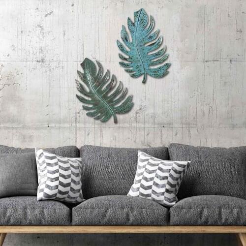 Industrial decor Blue Leaf Wall Art Iron Leaf Wall Decor Art Decoration for Home Wall Hanging Ornament nordic decoration home
