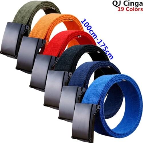 19 Color Canvas Belt Men Women Universal Big Size Belts 100cm-175cm Red Royal Blue Green Black Gray Cinturon