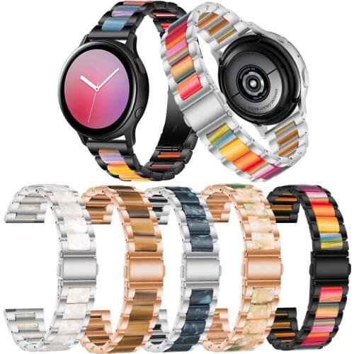 Resin Watch strap for samsung galaxy active 2 40 44mm watch 3 41 45mm Stainless steel Bracelet for huawei watch gt2/Pro band