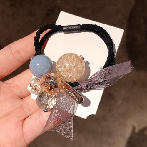 Flower Crystal Ball Hair Ties Chic Scrunchy Girl Hair Accessories Candy Color Hair Gum Ponytail Holder Female Elastic Hairband