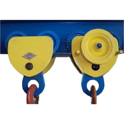 Manual single beam geared trolley I-beam monorail trolley lifting chain hoist chain block crane lifting sling