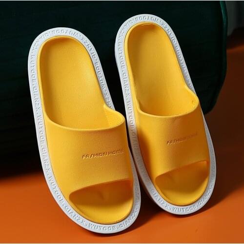 Summer Women Indoor Slippers Floor Flat Shoes Soft Sole Eva Flip Flops Couples Patchwork Non-slip Bathroom Home Slippers Sandals