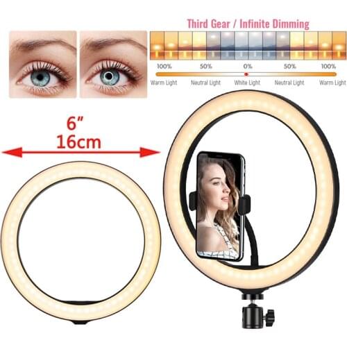 LED Selfie Ring Light Dimmable Selfie Ring Light With Phone Stand Photography Fill Light For TikTok YouTube Support Video Live