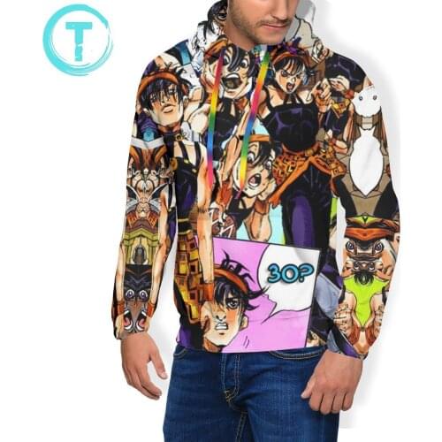 Jojo Hoodie Narancia Collage Hoodies Winter Mens Pullover Hoodie Black Long Length XXXL Casual Outdoor Hoodies