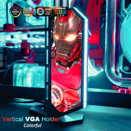 Customizable GPU Bracket Vertical 12V/5V AURA Colorful Video Card Holder Customize VGA Support Chassis WaterCooler Custom MOD