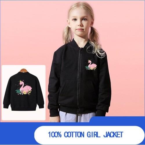 Sping Autumn New Childrens Clothing Cartoon Swan Jacket Girls Baby Outing Clothes Jacket Children Zipper Cardigan Jacket 10Year
