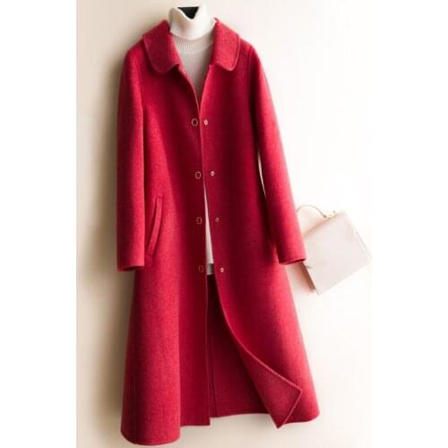 2021 Autumn Genuine Wool Coat for Women Double-faced Woolen Coats Spring Fashion Black Long Jacket Abrigos Mujer Invierno Gmm171