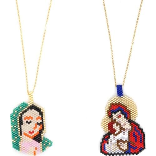 Religion Miyuki Necklace Virgin Mary Necklace Aesthetic Moda Mujer Collar For Women Collier naszyjnik Handmade Jewelry Exquisite
