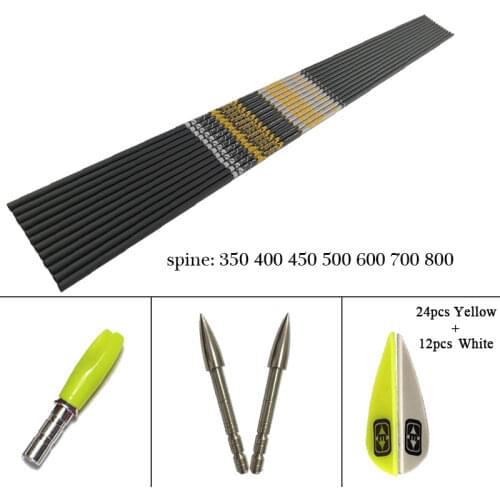 +/-0.001 Archery Spine 350 - 900 ID4.2mm Carbon Arrows Shaft v1 v3 Vanes Recurve Bow LongBow Hunting Shooting 12Set