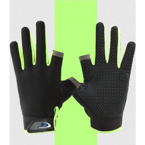 1 Pair Unisex Fishing Gloves Outdoor Sports Hiking Cycling Gloves Two Fingers Cut Breathable Non-slip Touch Screen Gloves