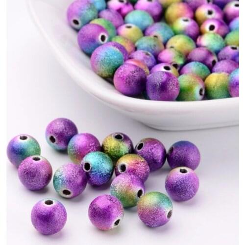 100pcs 8mm Colorful Round Spray Painted Acrylic Beads for Earrings Jewelry DIY
