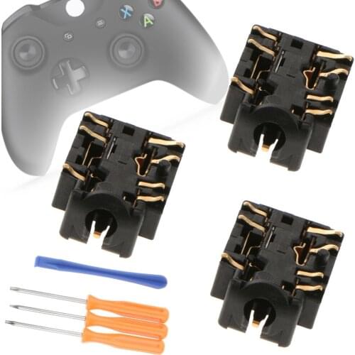 3Pcs 3.5mm Headset Connector Port Socket Plug Headphone Audio Jack W/ Screwdriver For X-box One Controller Repairing Tools