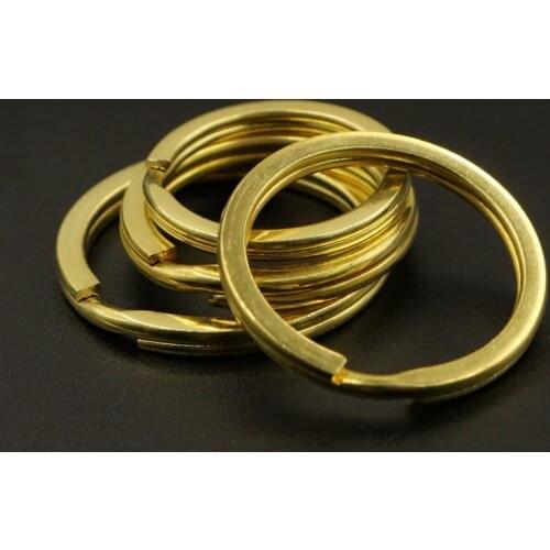 5pcs Solid Brass Split Rings Double Loop Keyring 15-38mm bag hook Connector Keychain Keys Holder DIY Leather Craft hardware