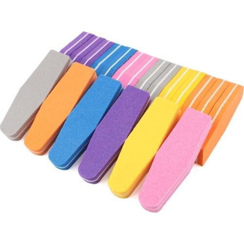 50Pcs/lot Mix Color Mini Nail Files 100/180 Diamond Sponge Buffer Double Sided Sanding Block Pedicure Manicure Nails Accesorios
